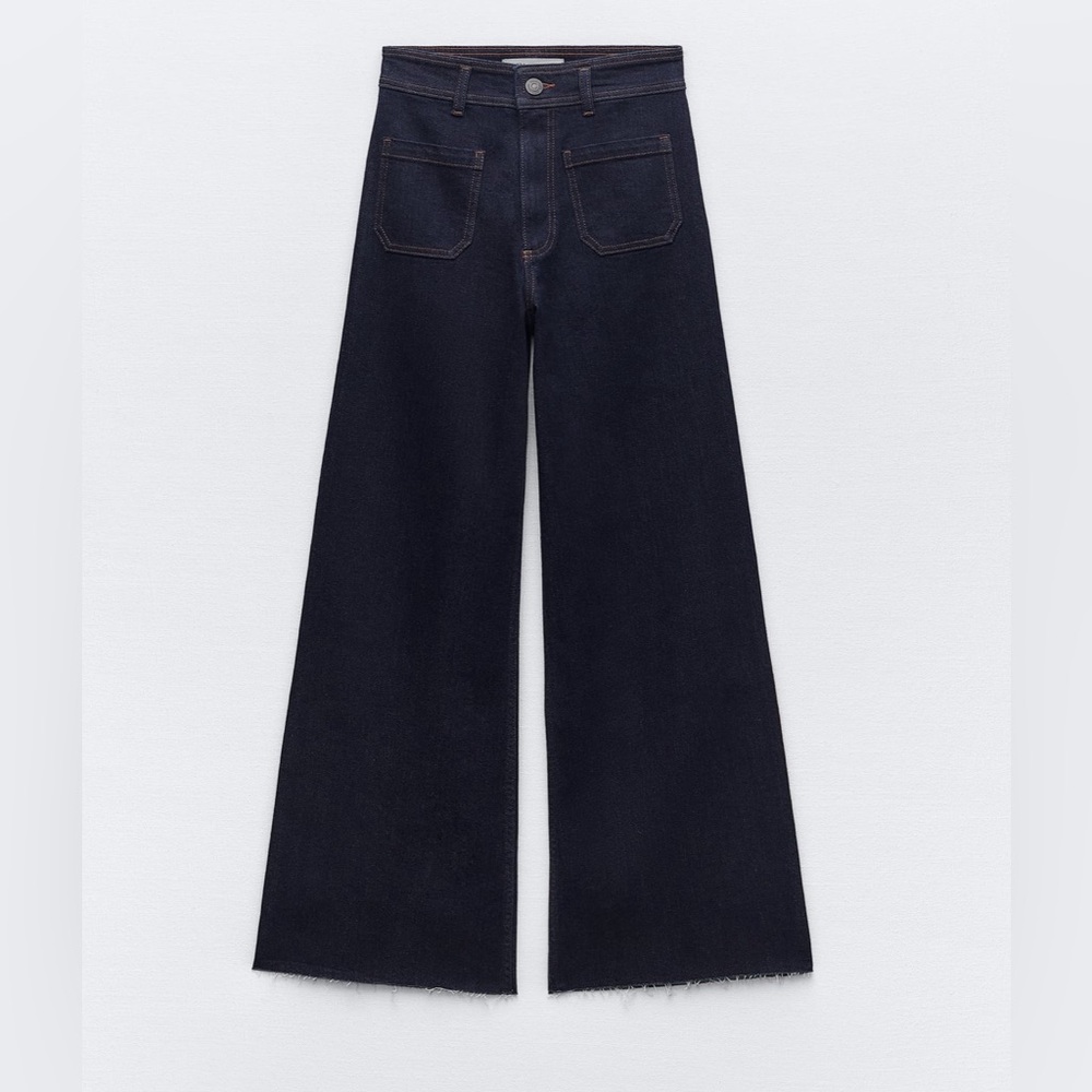 Zara Black Wide-Leg Flare Jeans
